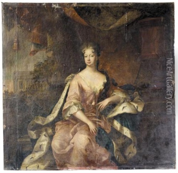 Portrait Of Sophia Dorothea, Queen Of Prussia Oil Painting - Herman Hendrik Quiter the Elder