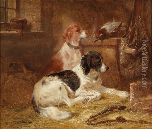 Hunting Dogs In The Stable Oil Painting - Zacharias Noterman