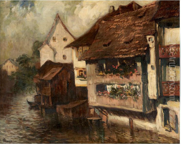 Nurnbergi Varosreszlet Oil Painting - Lajos Gimes