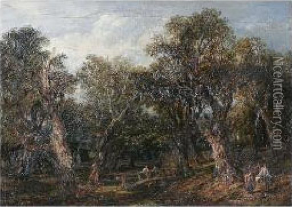 Scene In The Forest Of Arden, Warwickshire Oil Painting - Frederick Henry Henshaw