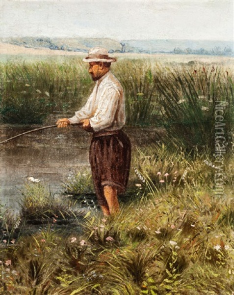 Der Angler Oil Painting - Albert Kappis