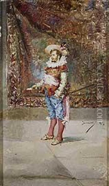 Mosquetero En Interior Oil Painting - Eugenio Lucas Villamil