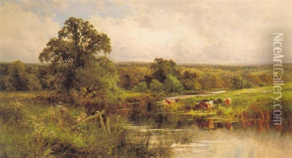 Basildon Woods On The Thames Oil Painting - Henry H. Parker