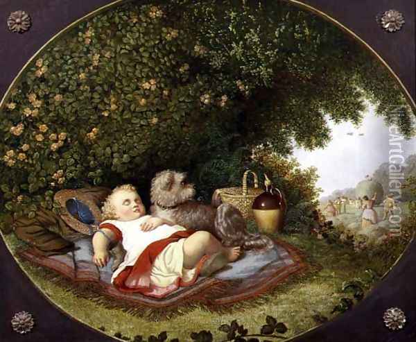 The Harvesters Pet, 1865 Oil Painting - M. Popham