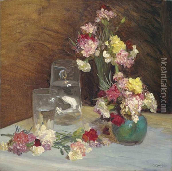 Carnations Oil Painting - Sir George Clausen