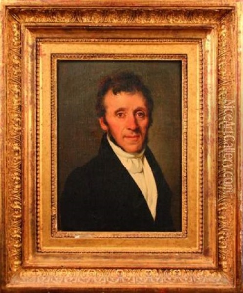 Portrait D'homme En Buste Portant Une Redinguote Noire Et Chemise Blanche Oil Painting - Louis Leopold Boilly