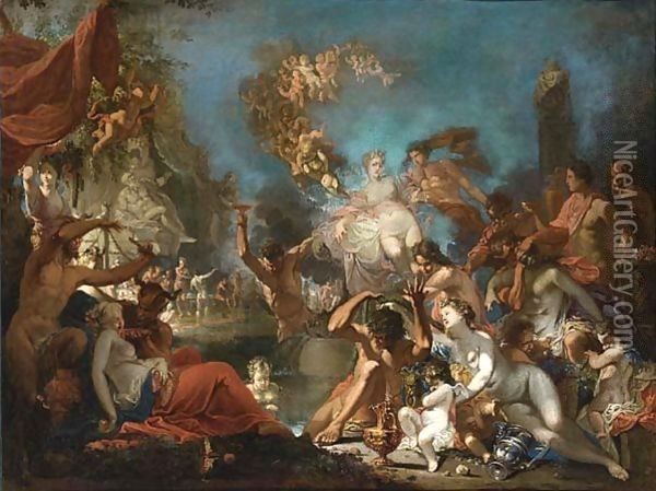 A Bacchanale Scene Oil Painting - Domenicus van (Ascanius) Wijnen