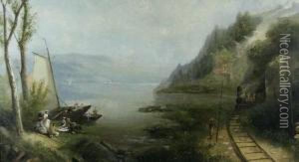 Picnic On Thehudson Oil Painting - Andrew Melrose