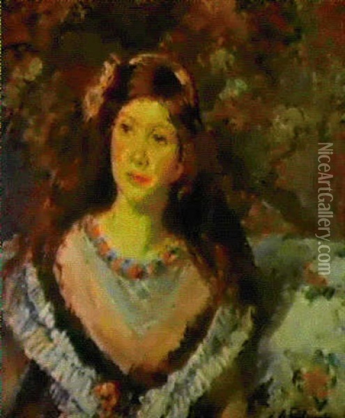 Portrait De Jeune Fille Oil Painting - Jacques-Emile Blanche