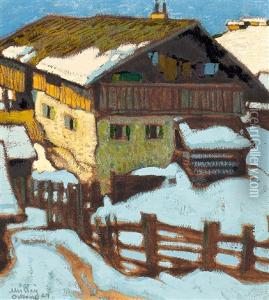 Bauernhaus Bei Kitzbuhel Oil Painting - Oskar Mulley