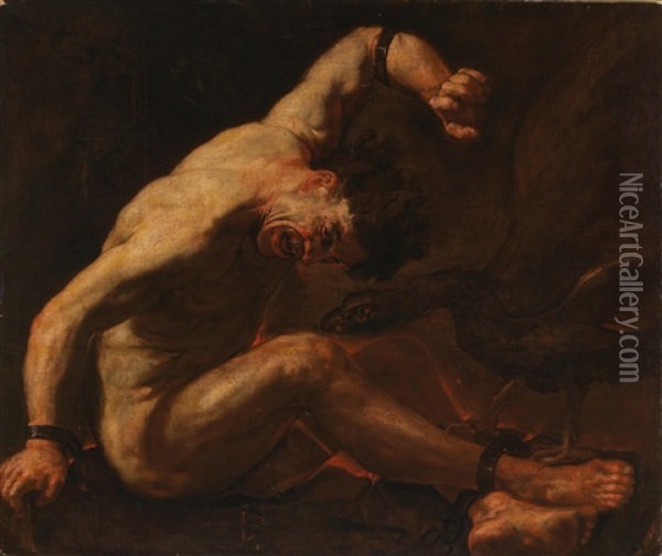 Prometheus Bound Oil Painting - Gioacchino Assereto
