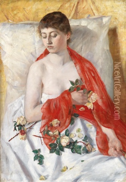 Gelbe Rosen Oil Painting - Philip Lodewijk Jacob Frederik Sadee