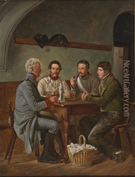 Recalling The Napoleonic Wars Oil Painting - Wilhelm M. Richter