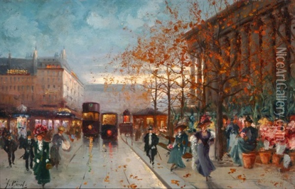 Paris - Blumenmarkt Auf Der Place De La Madeleine Oil Painting - Fausto Giusto