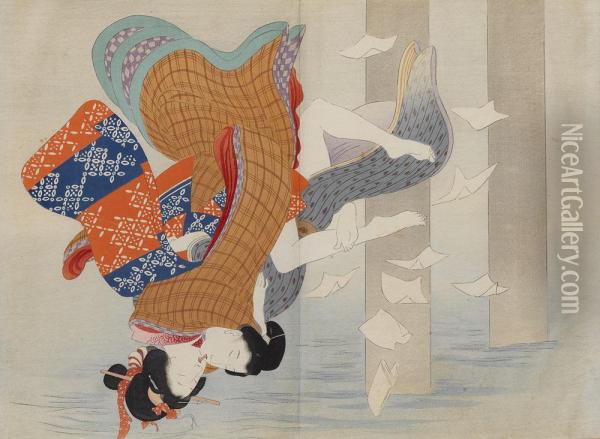 Hazakura 'cerisier En Feuilles' Avec Une Preface De Fusui'an Oil Painting - Eisen