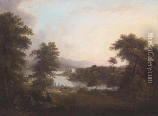Lochside Castle Oil Painting - Alexander Nasmyth