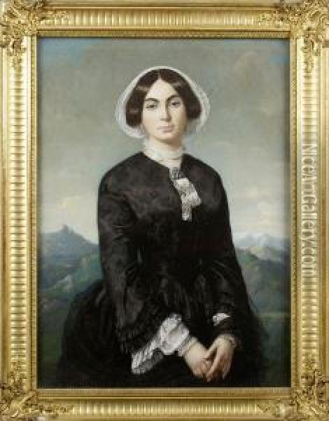 Portrait De Dame Oil Painting - Bernard Pegot