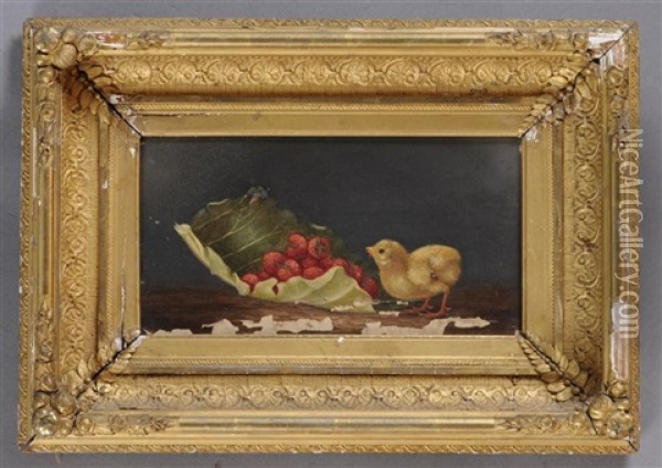 Chick With Strawberries Oil Painting - Thomas Hill