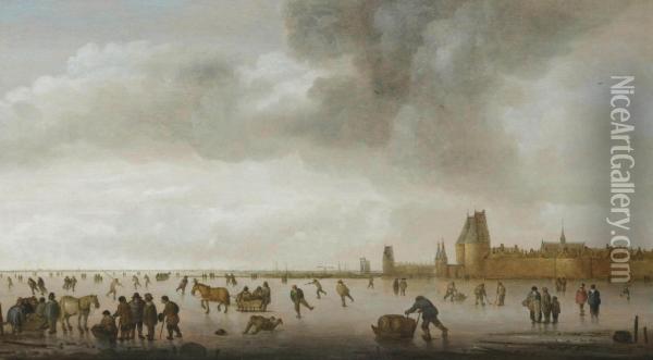 A Winter Landscape Oil Painting - Willem Gillisz. Kool