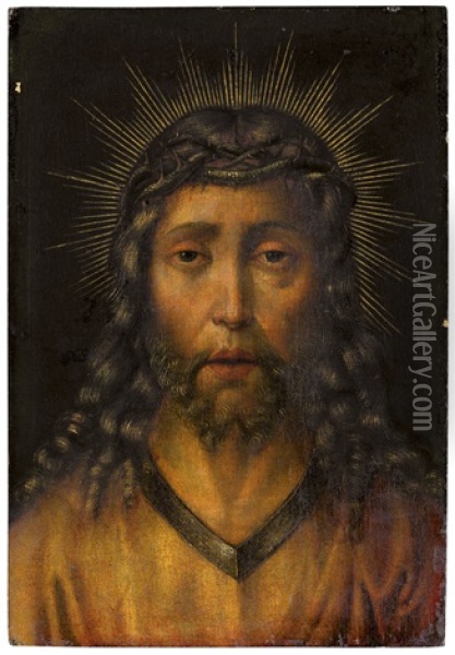 Vera Icon: Christus Mit Der Dornenkrone Im Glorienschein (bouts, Albrecht Oder Dieric - Nachfolge) Oil Painting - Dieric Bouts the Elder