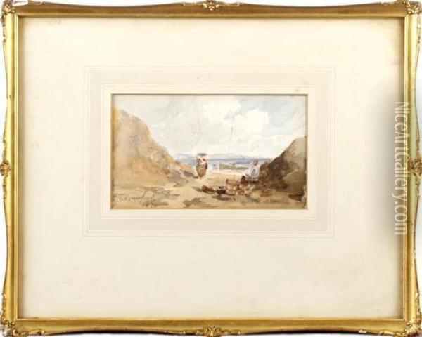 Two Figures In A Cove By The Sea Oil Painting - Edmund Thornton Crawford