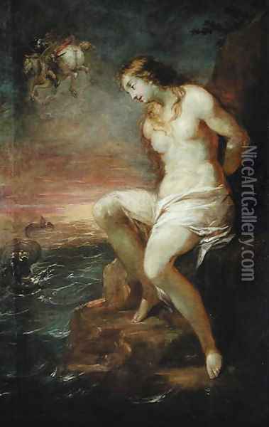 Perseus Rescuing Andromeda, c.1695 Oil Painting - Michael Leopold Willmann