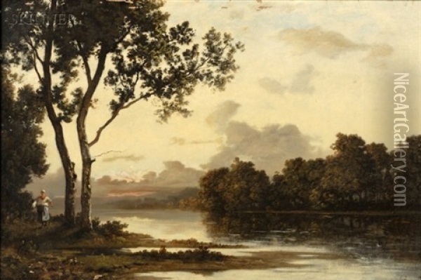 Figure By The River Oil Painting - Leon Richet