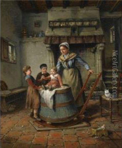 La Famille Heureuse Oil Painting - Charles Petit