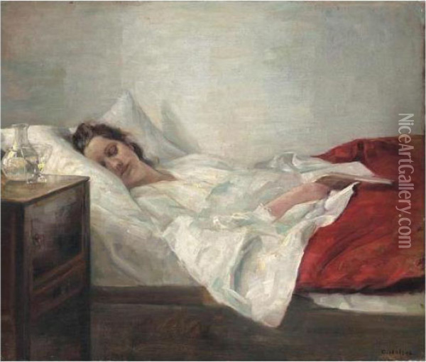 Asleep Oil Painting - Carl Vilhelm Holsoe