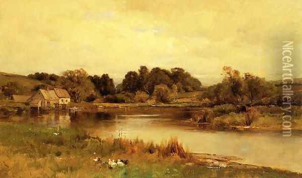 Mill Pond at Ridgefield, Connecticut Oil Painting - George Henry Smillie