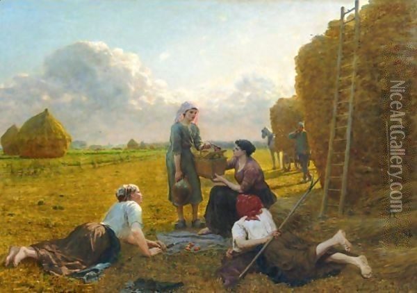 Dans La Plaine Oil Painting - Jules Breton