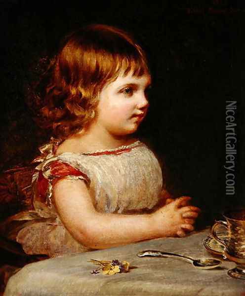 Portrait of Ethel Marion Sidley, the artists daughter, 1872 Oil Painting - Samuel Sidley