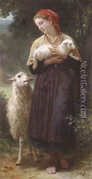 L'agneau nouveau-né [The Newborn Lamb] Oil Painting - William-Adolphe Bouguereau