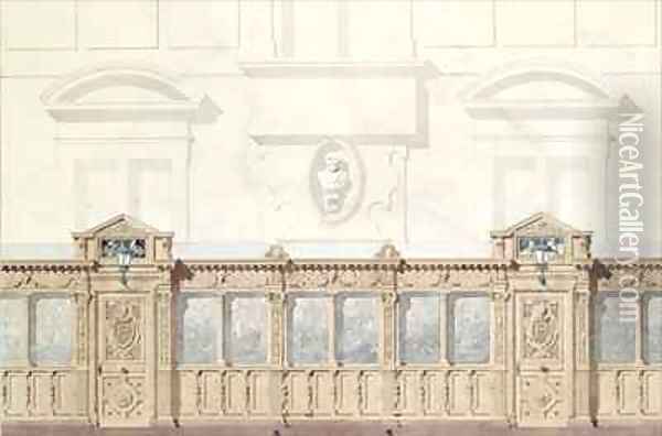 Design for the Galerie de Bois Chateau de Chantilly Oil Painting - Felix Louis Jacques Duban