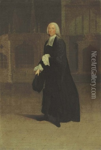 Portrait Of Sir James Burrow, Small Full-length, As Master Of The Crown Office Oil Painting - Arthur Devis