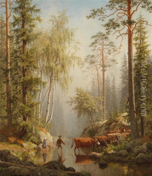 In The Woodland Stream Oil Painting - Carl Henrik Bogh