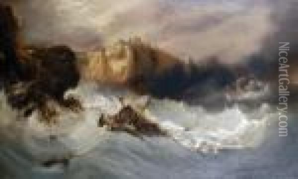Shipwreck Off Tintagel Oil Painting - William Widgery