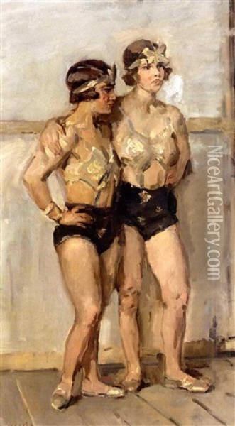 Two Acrobats Oil Painting - Isaac Israels
