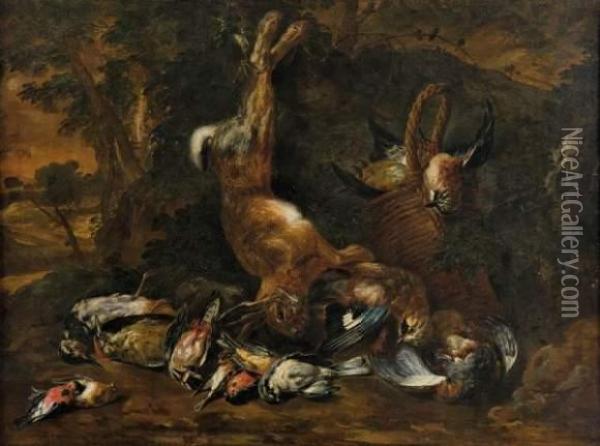 Nature Morte Au Lievre Et Becasses. Oil Painting - Jan Pieter Braedael I