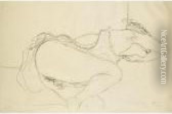 Halbakt, Das Gesicht Mit Der Armbeuge Verdeckend (semi-nude, Arm Covering Her Face) Oil Painting - Gustav Klimt
