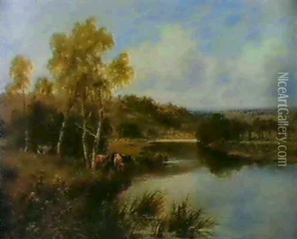 Near Reading, Berkshire Oil Painting - Henry H. Parker