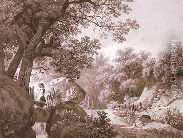 Jeune fille a la cascade, 1844 Oil Painting - Wolfgang-Adam Toepffer