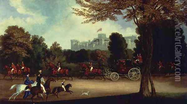 William IV driving in Windsor Park Oil Painting - James Pollard