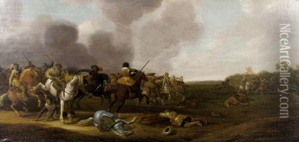 Bataille De Cavaliers Oil Painting - Jan Jacobsz. Van Der Stoffe