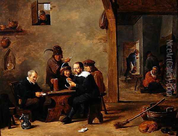 The Card Players Oil Painting - David The Younger Teniers