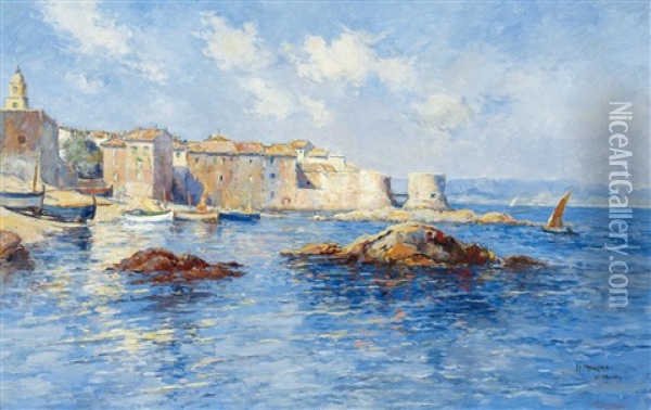 Im Alten Hafen Von Saint Tropez Oil Painting - Henri Pierre Paillard