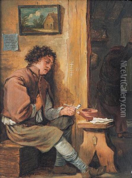 Giovane Con Pipa In Un Interno Oil Painting - David The Younger Teniers