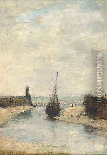 Low tide, Port de Trouville Oil Painting - Henri Gervex