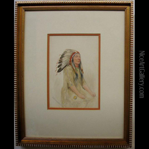 Indian Chief Oil Painting - Harriet Davison Drummond Cooper