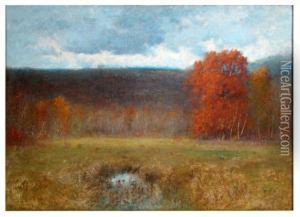 Fall Landscape With Birch Trees Oil Painting - Joseph H. Greenwood